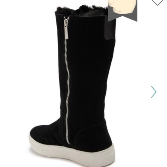 J Slides Antonia Black Suede faux Fur Boots Sz 10 - Picture 2 of 15